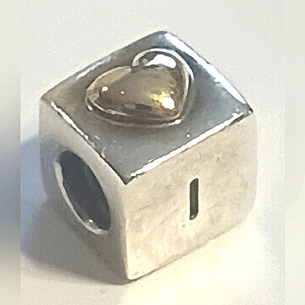 Pandora Sterling Silver and 14k Gold Retired Heart I Love You Charm